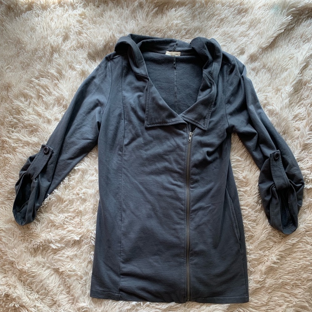 urban outfitters jacket hood zip up gray